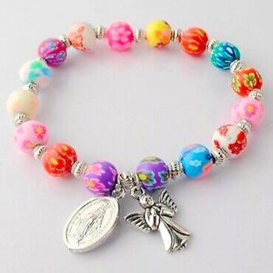 Catholic Rosary kids bracelet for first communion baptism Virgin Mary